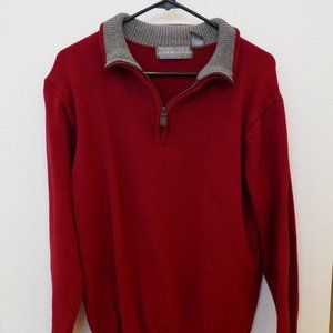 Oscar de la Renta Red Quarter Zip Sweater - Mens Sweater - Size Large